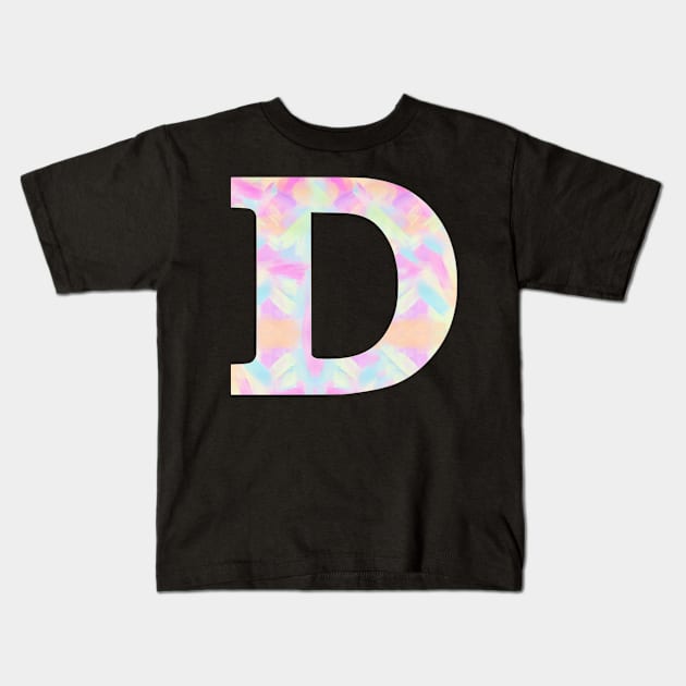 The Letter D Rainbow Brushed Design Kids T-Shirt by Claireandrewss